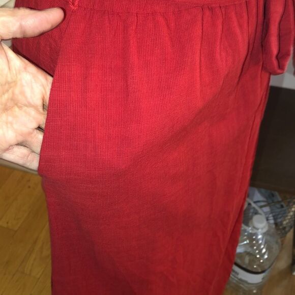 Belted Red Faux Wrap Dress with Pockets Vacation or Beach 🏖 by Universal Thread - Picture 7 of 17